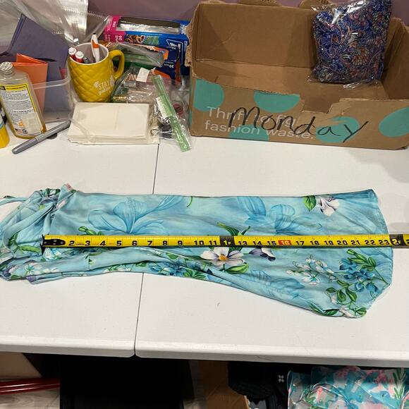 90s Victoria’s Secret Silk Blue Tropical Floral Vintage Chemise Slip Dress Small - Picture 7 of 7